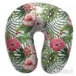 Travel Pillow Topical Hawaii Hibiscus Flowers Floral Memory Foam U Neck Pillow for Lightweight Support in Airplane Car Train Bus - B07VD5FHFP
